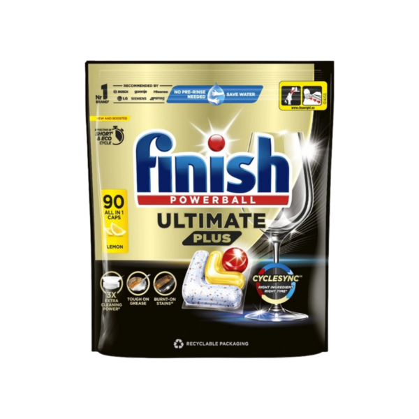 Viên rửa bát finish alio finish tong kho imp ultimate plus Viên rửa chén bát cao cấp Finish Ultimate All in One Plus - Túi 90 viên - Hương Chanh
